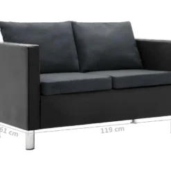 Canapé à 2 Places Simili-cuir Noir Et Gris Foncé -Promos Chesteris Boutique canape 22009737