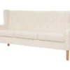 Canapé à 3 Places Tissu Blanc Crème