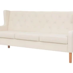 Canapé à 3 Places Tissu Blanc Crème
