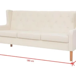 Canapé à 3 Places Tissu Blanc Crème -Promos Chesteris Boutique canape 22010261