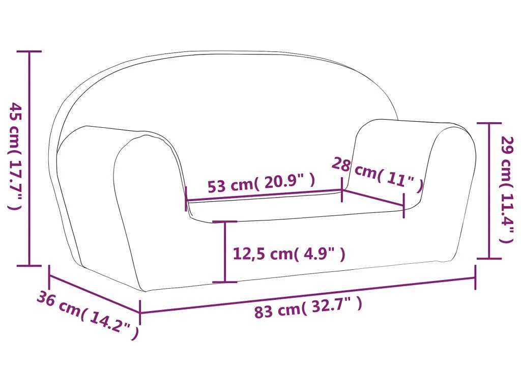 Canapé Pour Enfants à 2 Places Gris Clair Peluche Douce 8 Canapé Pour Enfants à 2 Places Gris Clair Peluche Douce – Image 8