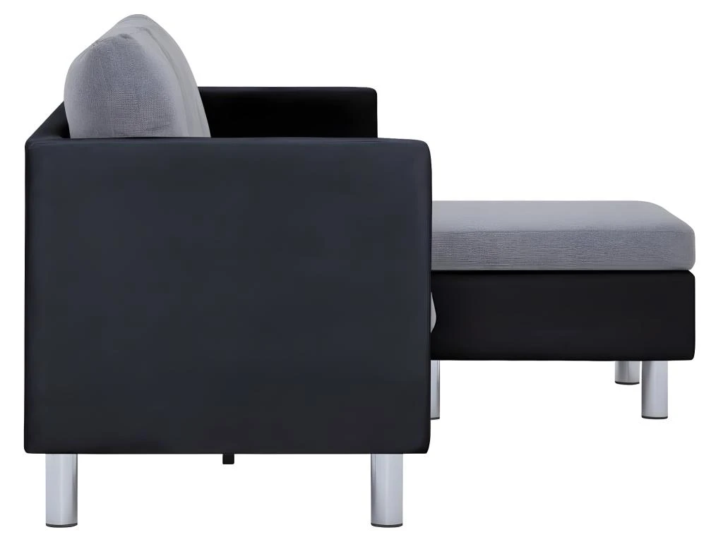 Canapé à 3 Places Avec Coussins Noir Similicuir 4 Canapé à 3 Places Avec Coussins Noir Similicuir – Image 4