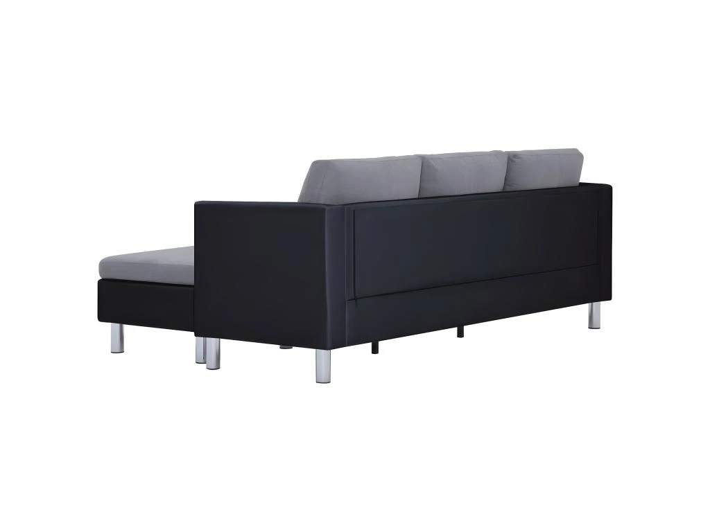 Canapé à 3 Places Avec Coussins Noir Similicuir 5 Canapé à 3 Places Avec Coussins Noir Similicuir – Image 5