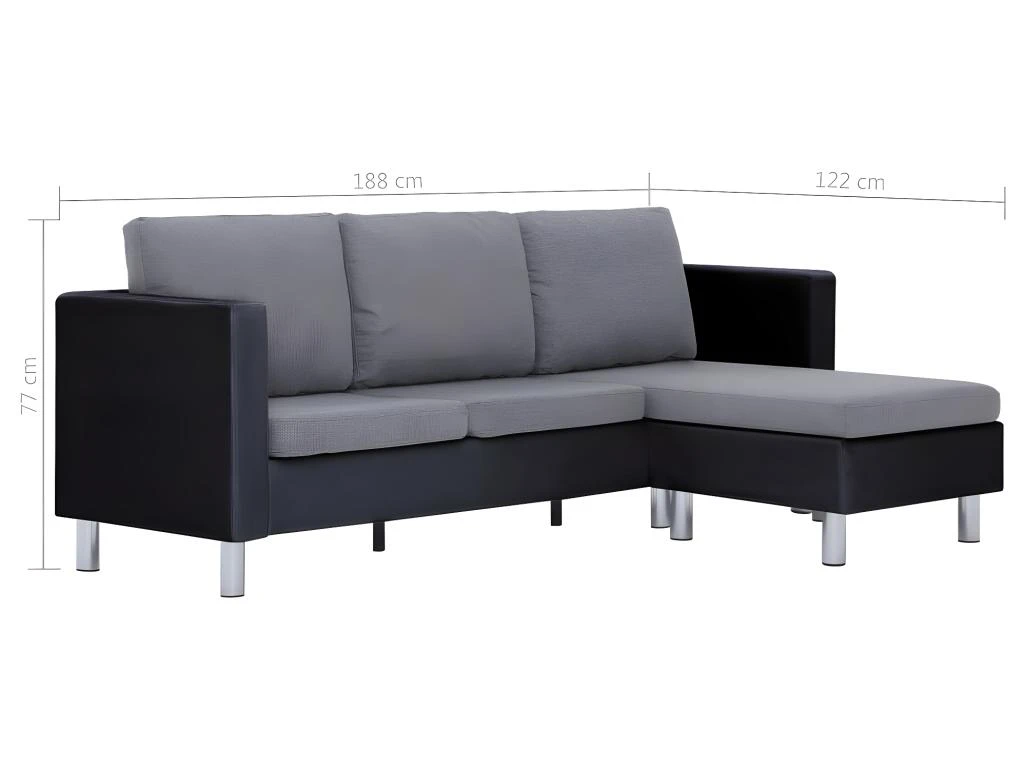 Canapé à 3 Places Avec Coussins Noir Similicuir 9 Canapé à 3 Places Avec Coussins Noir Similicuir – Image 9