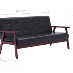 Canapé à 3 Places Noir Similicuir -Promos Chesteris Boutique canape 22010469