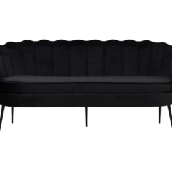 Nice Canapé 3 Personnes En Velours, Noir.