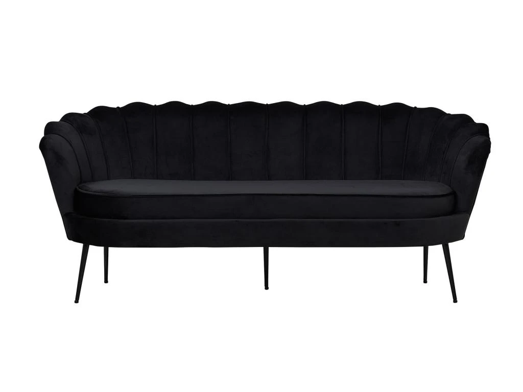 Nice Canapé 3 Personnes En Velours, Noir. 2 Nice Canapé 3 Personnes En Velours, Noir. – Image 2