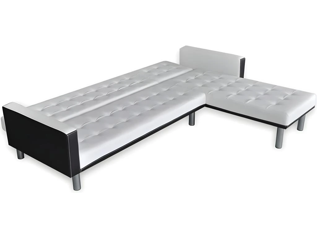 Canapé-lit D'angle Cuir Synthétique Blanc 5 Canapé-lit D'angle Cuir Synthétique Blanc – Image 5