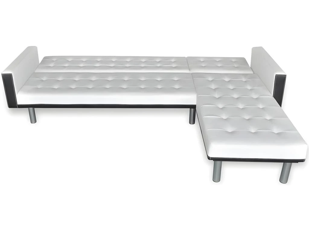 Canapé-lit D'angle Cuir Synthétique Blanc 6 Canapé-lit D'angle Cuir Synthétique Blanc – Image 6