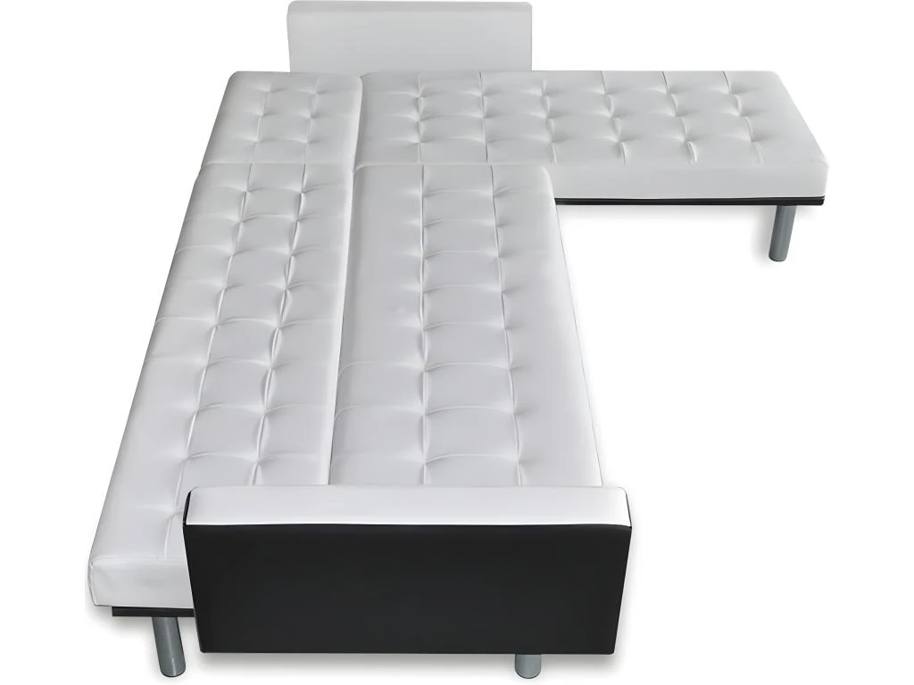 Canapé-lit D'angle Cuir Synthétique Blanc 7 Canapé-lit D'angle Cuir Synthétique Blanc – Image 7