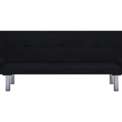 Canapé-lit Avec Deux Oreillers Noir Polyester -Promos Chesteris Boutique canape 22059815