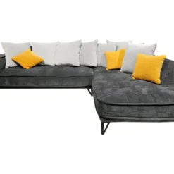 Canapé D'angle Droit Velours Gris L284 Cm Et Piètement Métal - JIMINY -Promos Chesteris Boutique canape 22077661