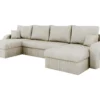 Canapé D'angle Panoramique Convertible KRISTOFER En Velours Côtelé Beige