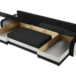 Canapé D'angle Panoramique Convertible KRISTOFER En Velours Côtelé Gris -Promos Chesteris Boutique canape 22079343