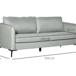 Canapé 3 Places Design TORREMOLINOS Gris -Promos Chesteris Boutique canape 22099341