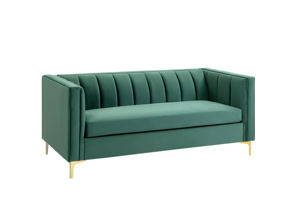 Canapé Art Déco BENIDORM Vert Sapin Pieds Dorés 1 Canapé Art Déco BENIDORM Vert Sapin Pieds Dorés
