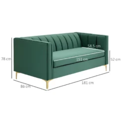Canapé Art Déco BENIDORM Vert Sapin Pieds Dorés 7 Canapé Art Déco BENIDORM Vert Sapin Pieds Dorés -Promos Chesteris Boutique canape 22099361