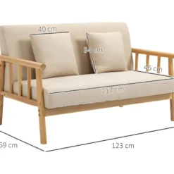 Canapé 2 Places ARONA Bois Et Beige -Promos Chesteris Boutique canape 22099371