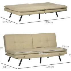 Canapé Convertible IRUN Beige Chanvre -Promos Chesteris Boutique canape 22099401