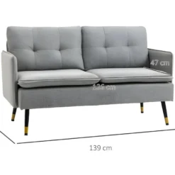 Canapé 2 Places Art Déco SASSARI Gris -Promos Chesteris Boutique canape 22099421