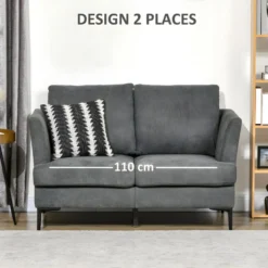 Canapé Contemporain 2 Places FERROL Gris -Promos Chesteris Boutique canape 22099433