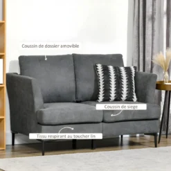 Canapé Contemporain 2 Places FERROL Gris -Promos Chesteris Boutique canape 22099435