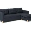 Marino Canapé BA4, Chaise Longue Droite Ou Gauche En Velours, Noir.