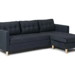 Marino Canapé BA4, Chaise Longue Droite Ou Gauche En Velours, Noir.