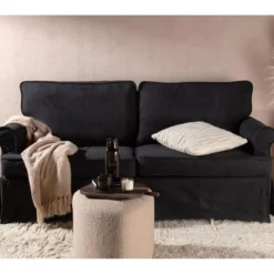 Anton Canapé 2 Personnes En Velours, Noir. -Promos Chesteris Boutique canape 22104557