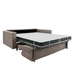 Canapé Convertible Matelas Velours Beige Taupe 160cm -Promos Chesteris Boutique canape 22118553