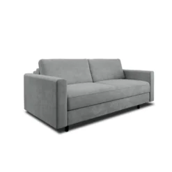 Canapé Convertible Matelas Velours Gris Béton 140cm