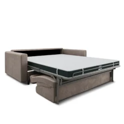 Canapé Convertible Matelas Velours Beige Taupe 140cm -Promos Chesteris Boutique canape 22118607