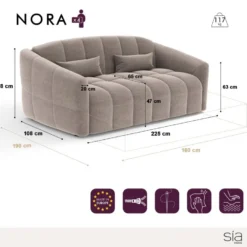 Canapé Convertible Express Dunlopillo Velours Taupe 160cm -Promos Chesteris Boutique canape 22118627