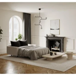 Canapé Convertible Matelas Tissu Tramé Beige 160cm 8 Canapé Convertible Matelas Tissu Tramé Beige 160cm -Promos Chesteris Boutique canape 22118633