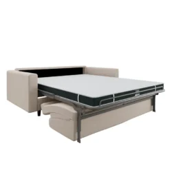 Canapé Convertible Matelas Tissu Tramé Beige 160cm 9 Canapé Convertible Matelas Tissu Tramé Beige 160cm -Promos Chesteris Boutique canape 22118635