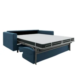Canapé Convertible Matelas Tissu Tramé Bleu Gris 160cm -Promos Chesteris Boutique canape 22118661