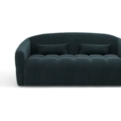 Canapé Convertible Express Dunlopillo Velours Bleu Paon 160cm