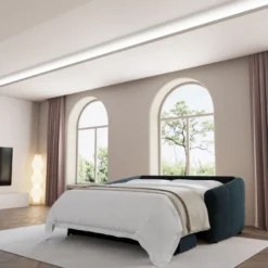 Canapé Convertible Express Dunlopillo Velours Bleu Paon 160cm -Promos Chesteris Boutique canape 22118685