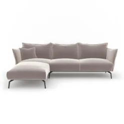 Canapé D'angle Gauche Velours Taupe