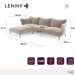 Canapé D'angle Gauche Velours Taupe -Promos Chesteris Boutique canape 22118755