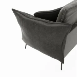 Canapé 4 Places Tissu Effet Cuir Vintage Gris étain -Promos Chesteris Boutique canape 22118797