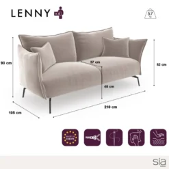 Canapé 4 Places Tissu Effet Cuir Vintage Gris étain -Promos Chesteris Boutique canape 22118801