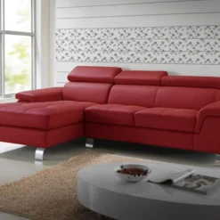 Canapé D'angle Cuir MISHIMA - Rouge - Angle Gauche