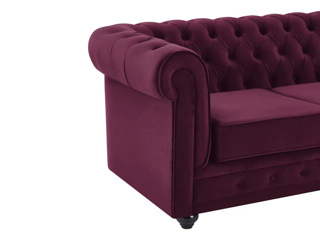 Canapé 2 Places Velours Pourpre CHESTERFIELD 4 Canapé 2 Places Velours Pourpre CHESTERFIELD – Image 4