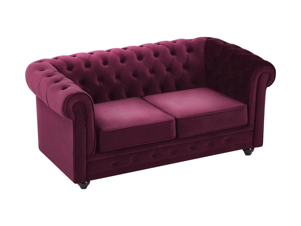 Canapé 2 Places Velours Pourpre CHESTERFIELD 2 Canapé 2 Places Velours Pourpre CHESTERFIELD – Image 2