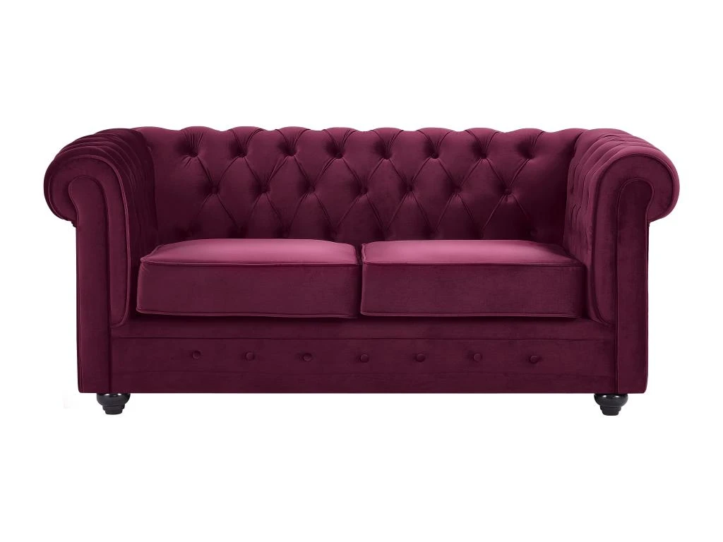 Canapé 2 Places Velours Pourpre CHESTERFIELD 3 Canapé 2 Places Velours Pourpre CHESTERFIELD – Image 3
