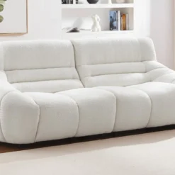 Canapé 3 Places En Tissu Bouclette Blanc BOVERA -Promos Chesteris Boutique canape 22127819