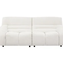 Canapé 3 Places En Tissu Bouclette Blanc BOVERA -Promos Chesteris Boutique canape 22127823