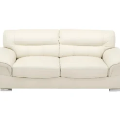 Canapé 3 Places En Cuir THIBAULT - Ivoire -Promos Chesteris Boutique canape 221825
