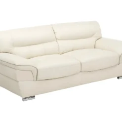 Canapé 3 Places En Cuir THIBAULT - Ivoire -Promos Chesteris Boutique canape 221843